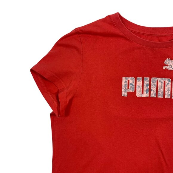 puma logo short sleeve red t-shirt woman size large - Picture 14 of 15